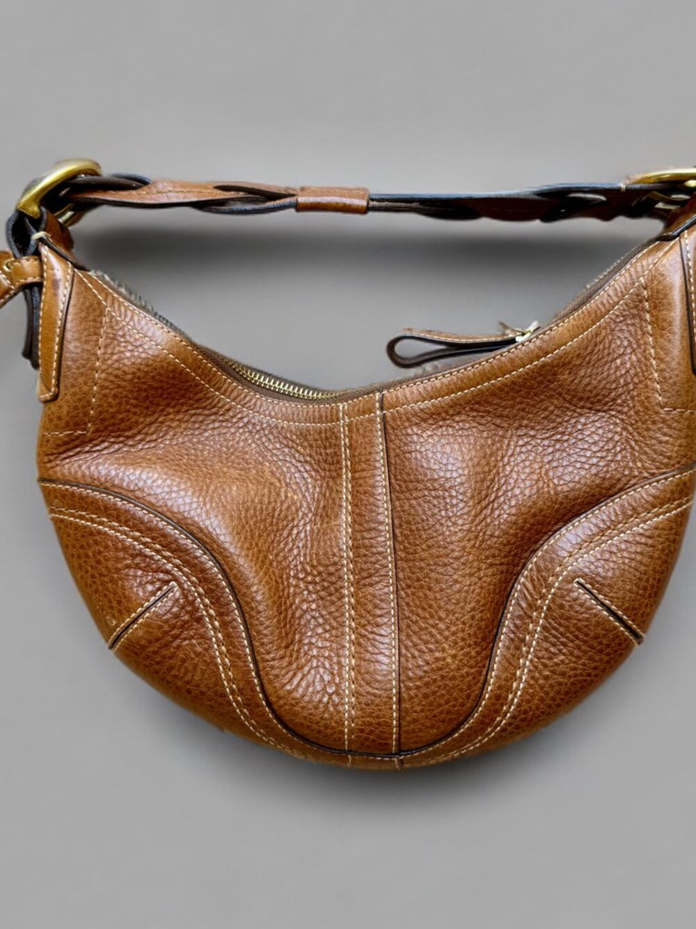 Coach Tobacco Brown Leather Braided Soho Shoulder Bag 10042